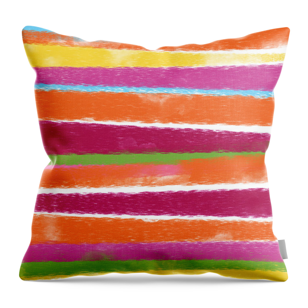 Stripes Throw Pillow featuring the mixed media Spring Stripes- Art by Linda Woods by Linda Woods