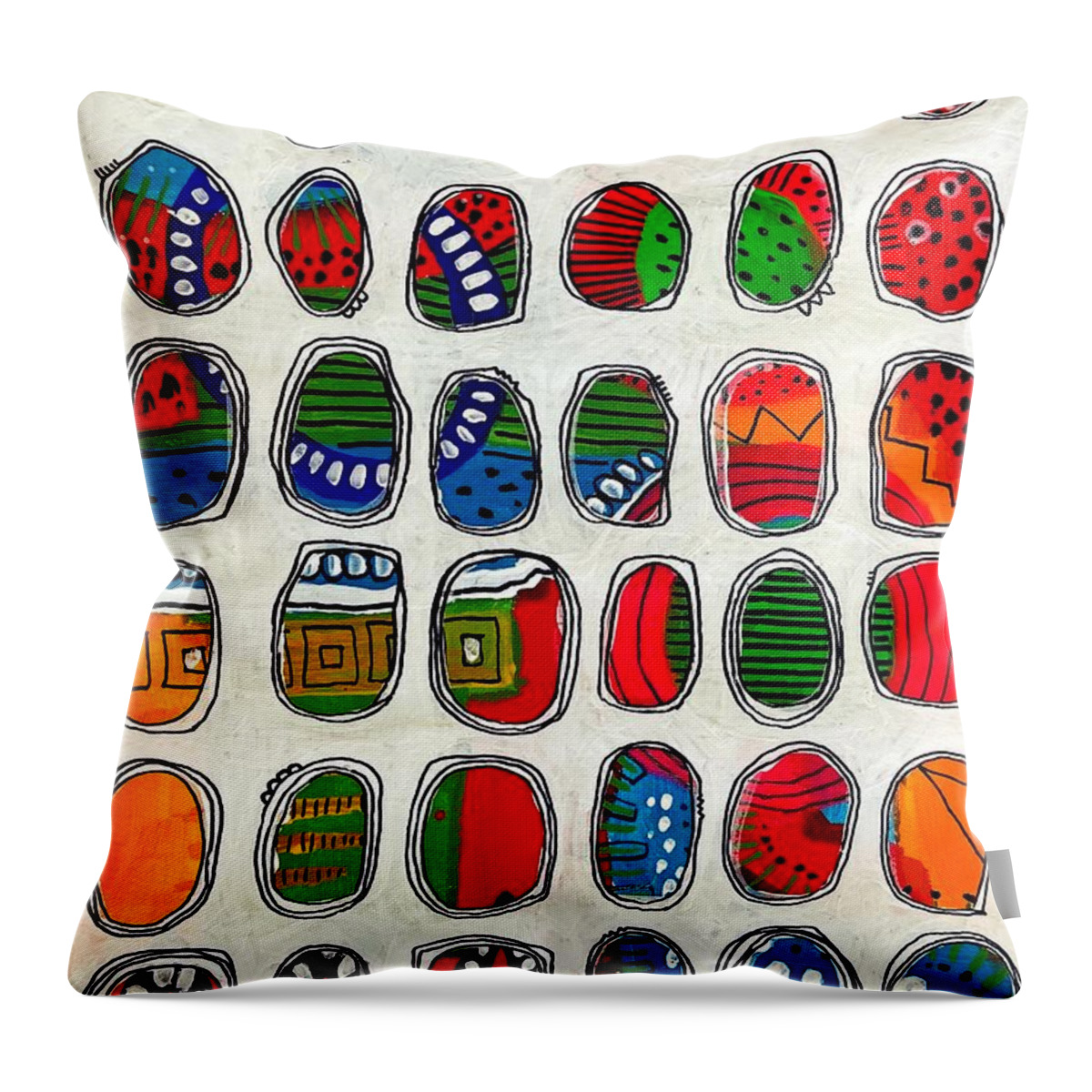 Dots Throw Pillow featuring the painting Spring by Tanja Leuenberger