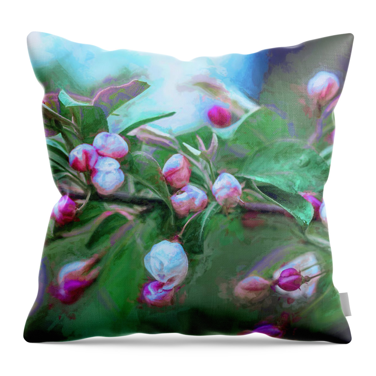 Spring Throw Pillow featuring the digital art Spring Tree Buds by Barry Wills