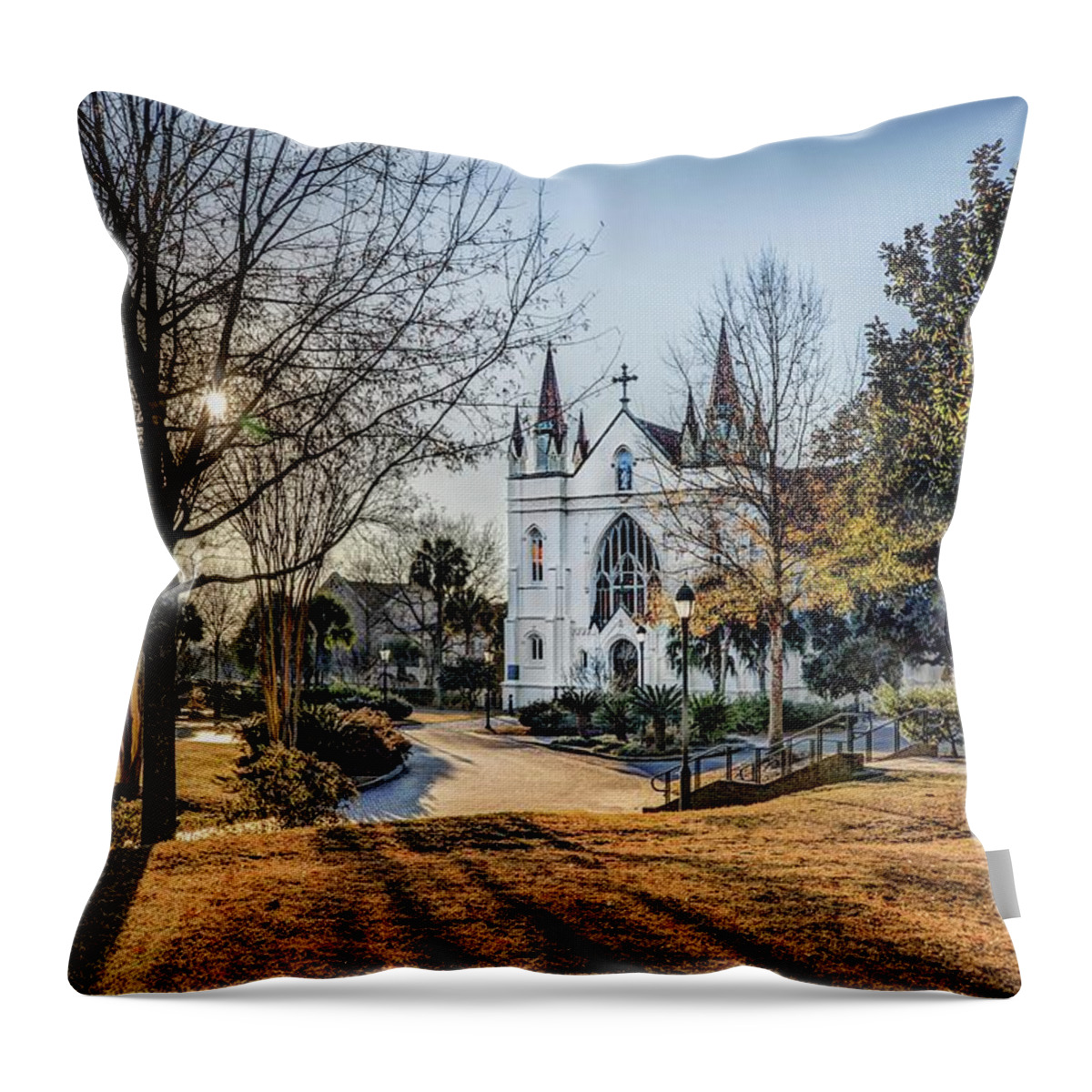 Alabama Throw Pillow featuring the photograph Springhill College Mobile Alabama by Michael Thomas