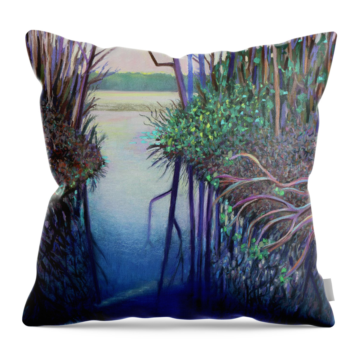  Throw Pillow featuring the painting Springtime Blues by Polly Castor