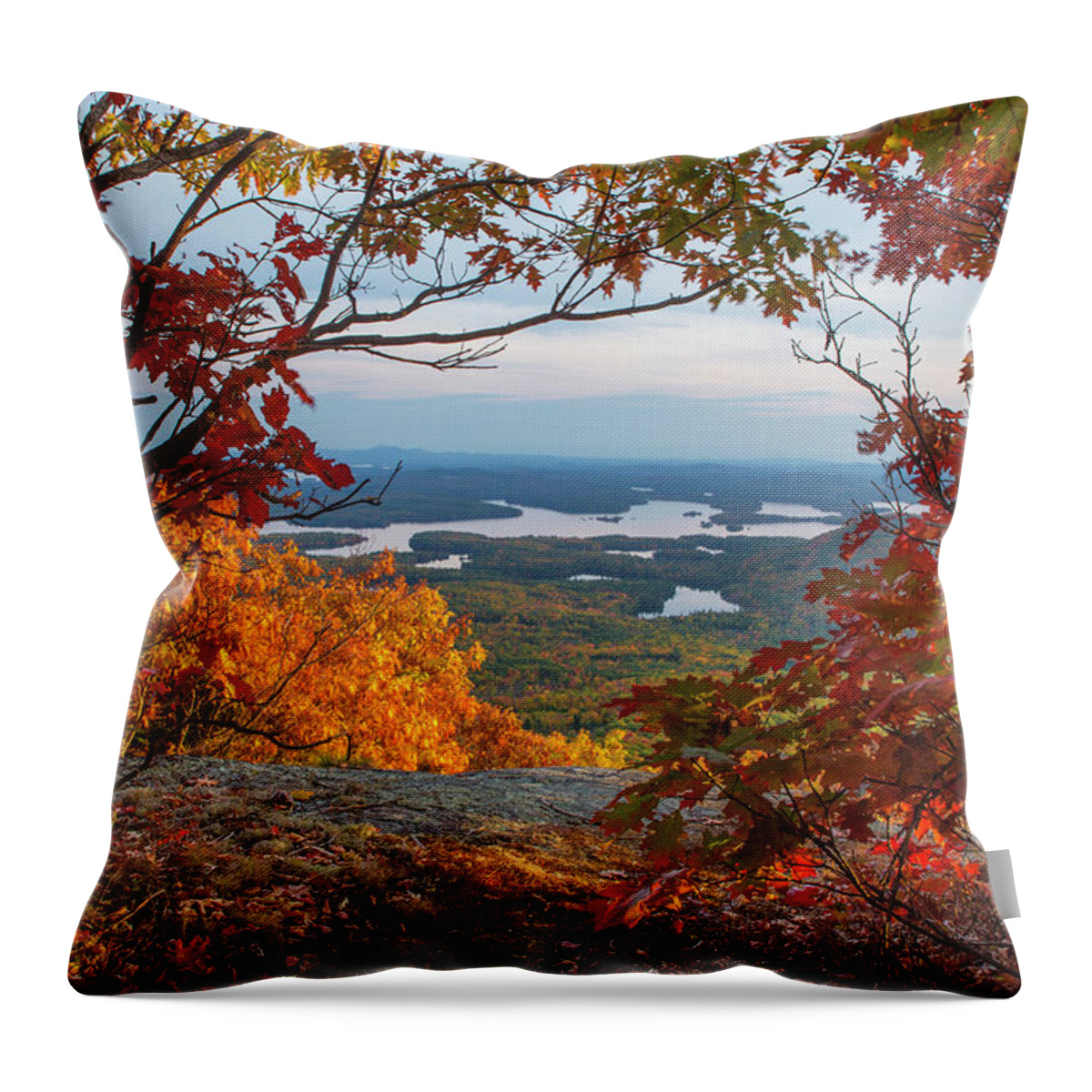 Lakes Throw Pillow featuring the photograph Squam Lake Autumn Views by White Mountain Images