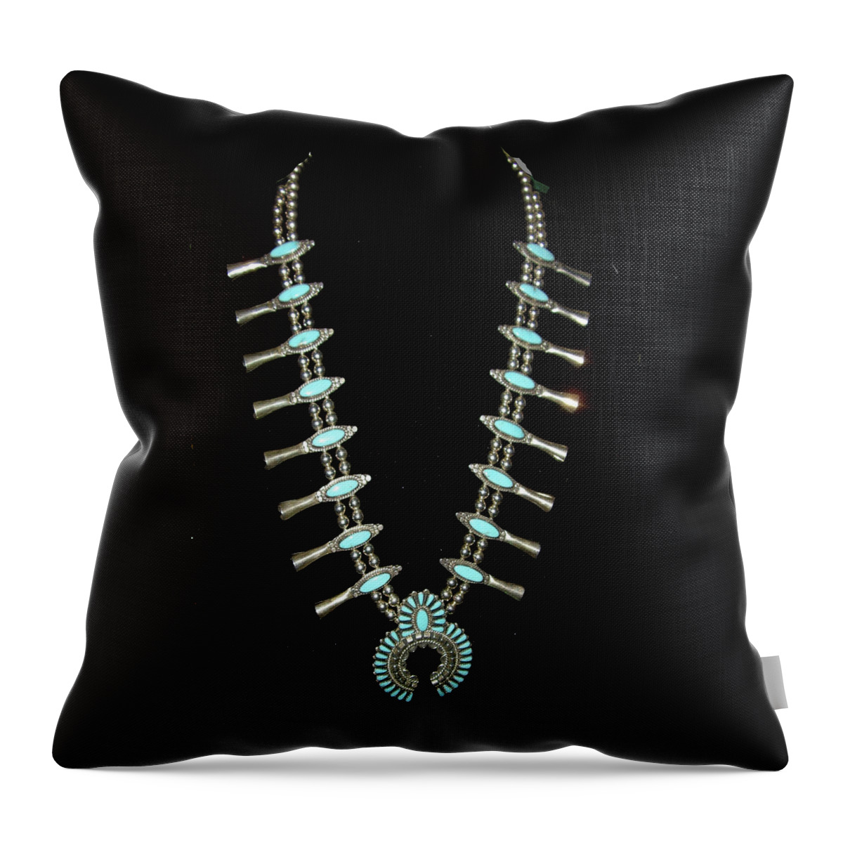 Necklace Throw Pillow featuring the photograph Squash Blossom Necklace by Nancy Ayanna Wyatt