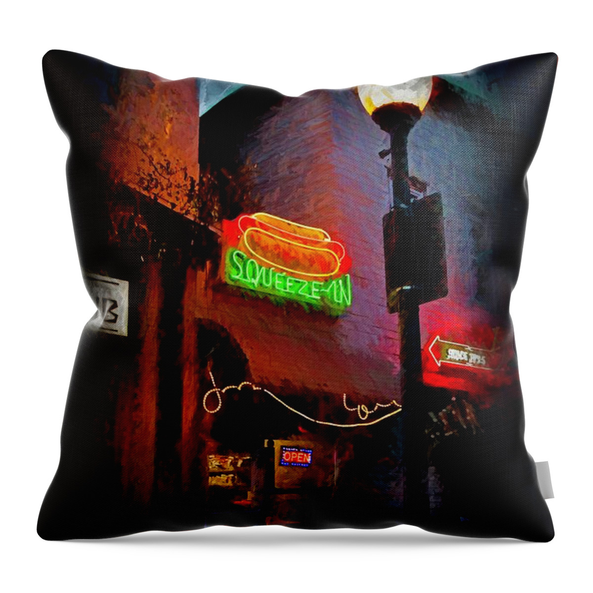 Squeeze Throw Pillow featuring the digital art Squeeze-In, Sunbury, PA by Barry Wills