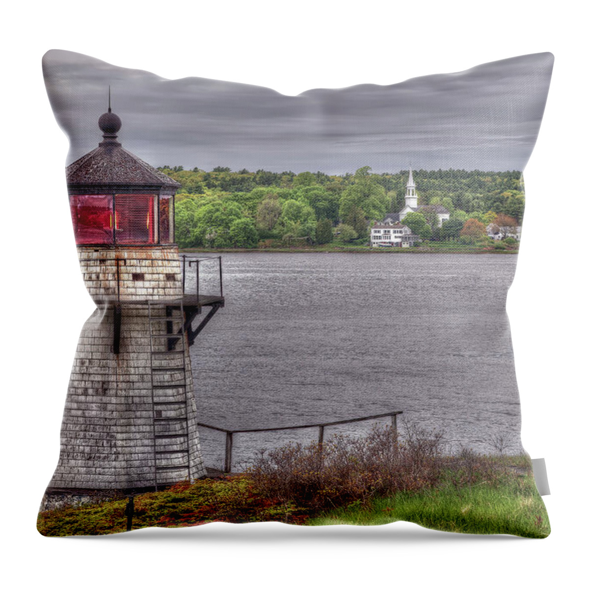 Lighthouse Throw Pillow featuring the photograph Squirrel Point Light by Richard Bean