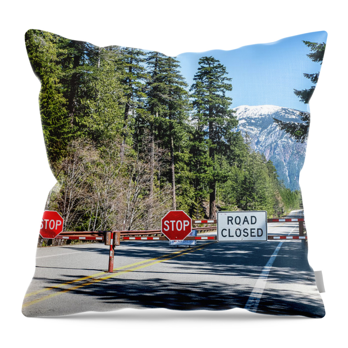 Sr 20 Barrier April 2021 Throw Pillow featuring the photograph SR 20 Barrier April 2021 by Tom Cochran