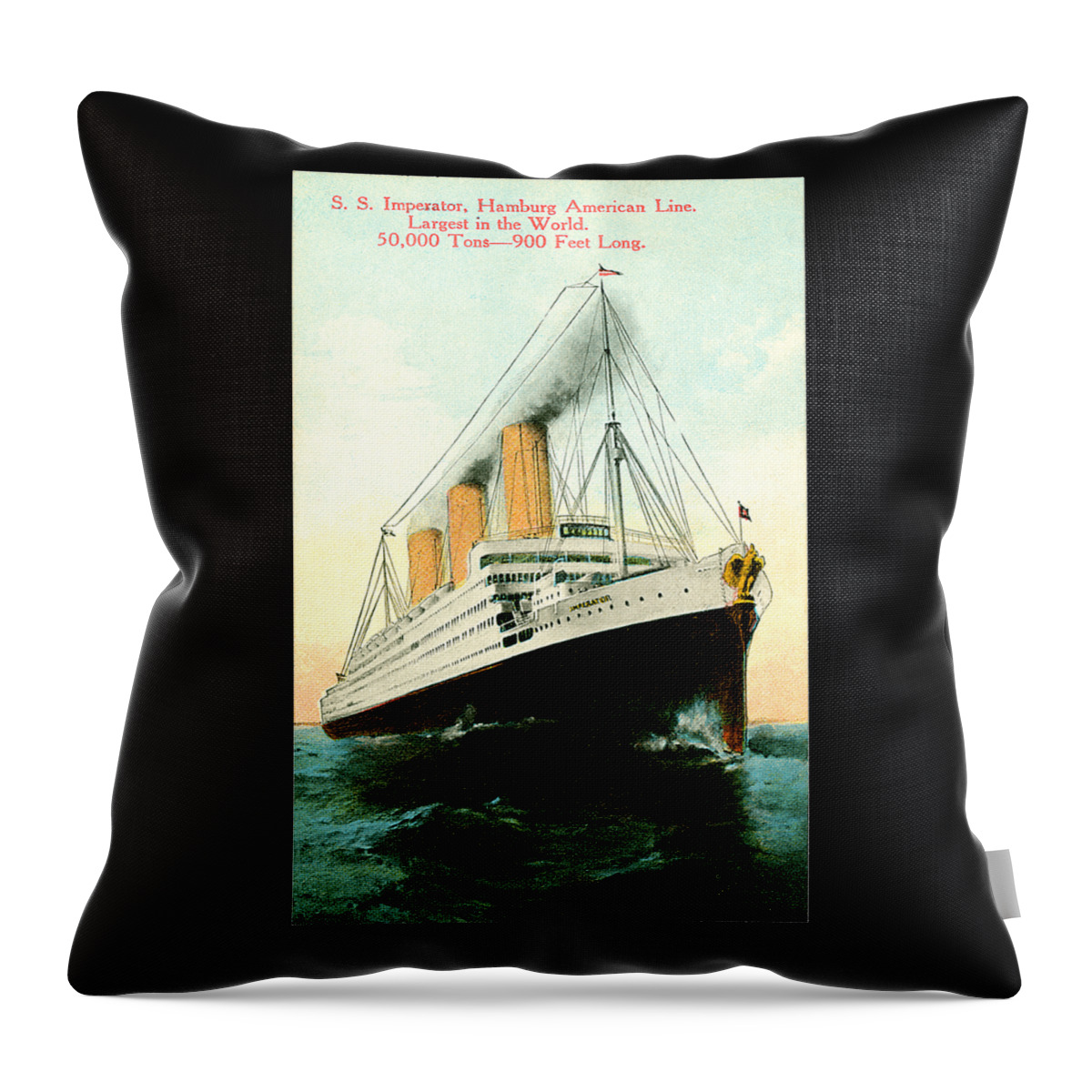 S/s Imperator Throw Pillow featuring the painting SS Imperator Hamburg America Line	 by Unknown