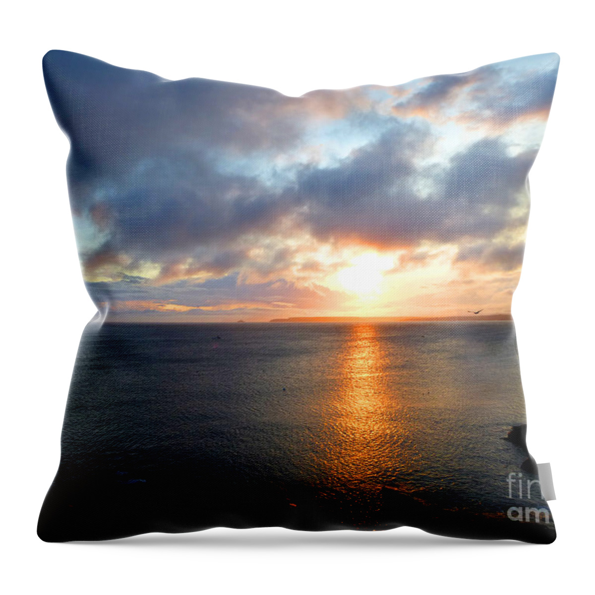 Background Throw Pillow featuring the photograph St Ives Bay Sunrise After Storm by Christopher Gill