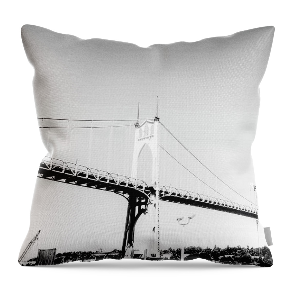 Rebecca Dru Throw Pillow featuring the photograph St John's Bridge view 11 by Rebecca Dru