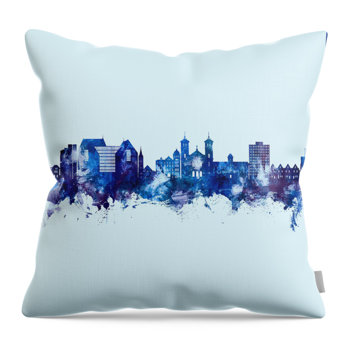 St John's Throw Pillow featuring the digital art St Johns Canada Skyline #84 by Michael Tompsett