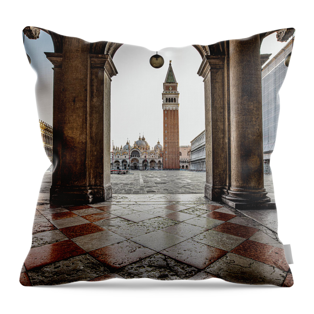 Italy Throw Pillow featuring the photograph St. Mark's Square by David Downs