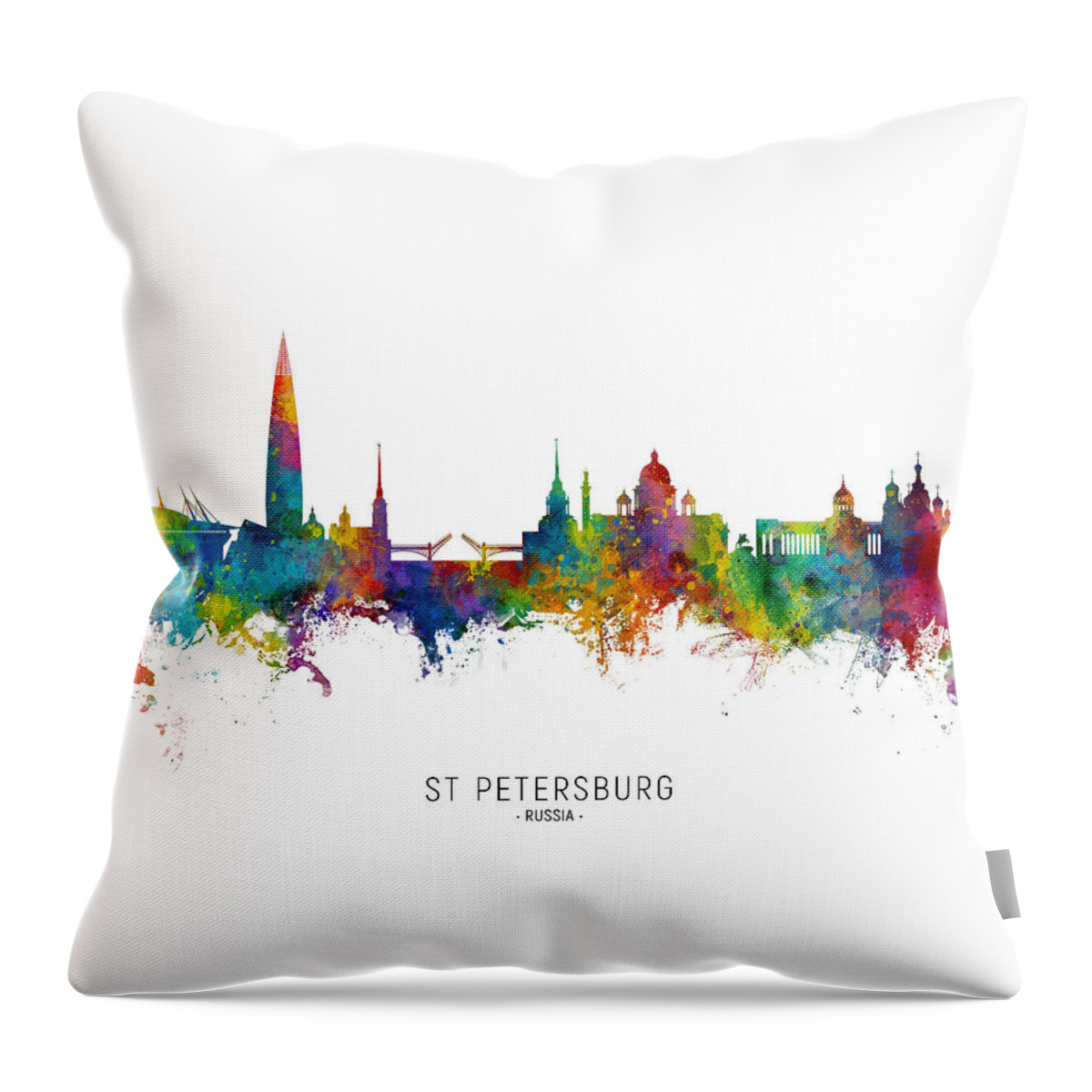 St Petersburg Throw Pillow featuring the digital art St Petersburg Russia Skyline #28 by Michael Tompsett