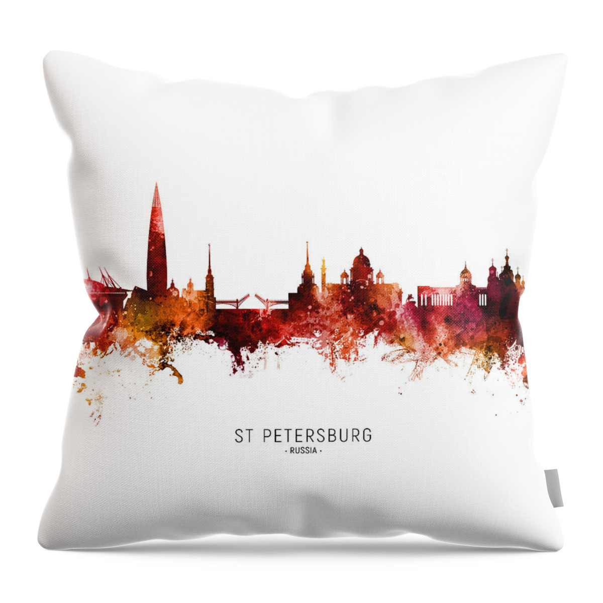 St Petersburg Throw Pillow featuring the digital art St Petersburg Russia Skyline #38 by Michael Tompsett
