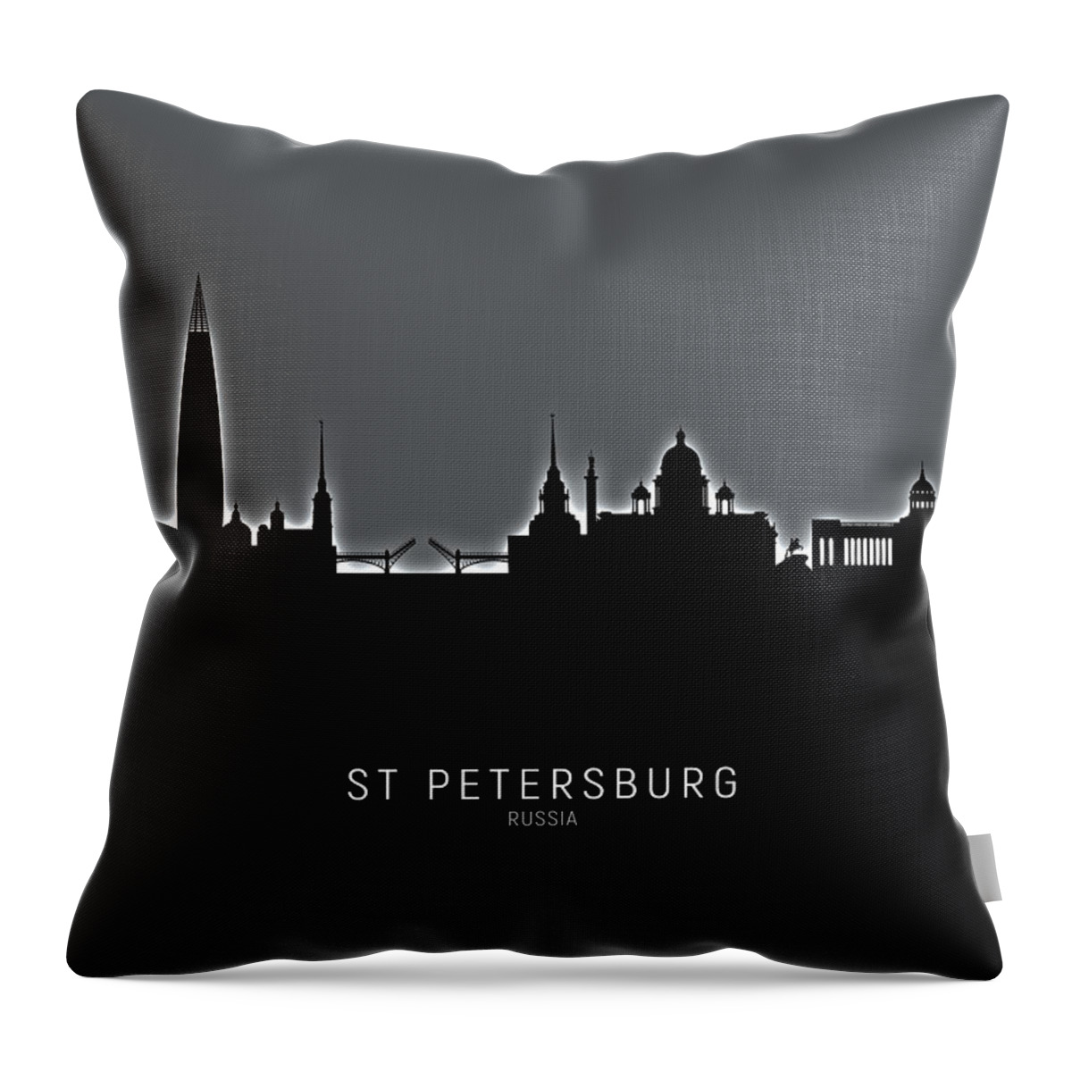 St Petersburg Throw Pillow featuring the digital art St Petersburg Russia Skyline #42 by Michael Tompsett