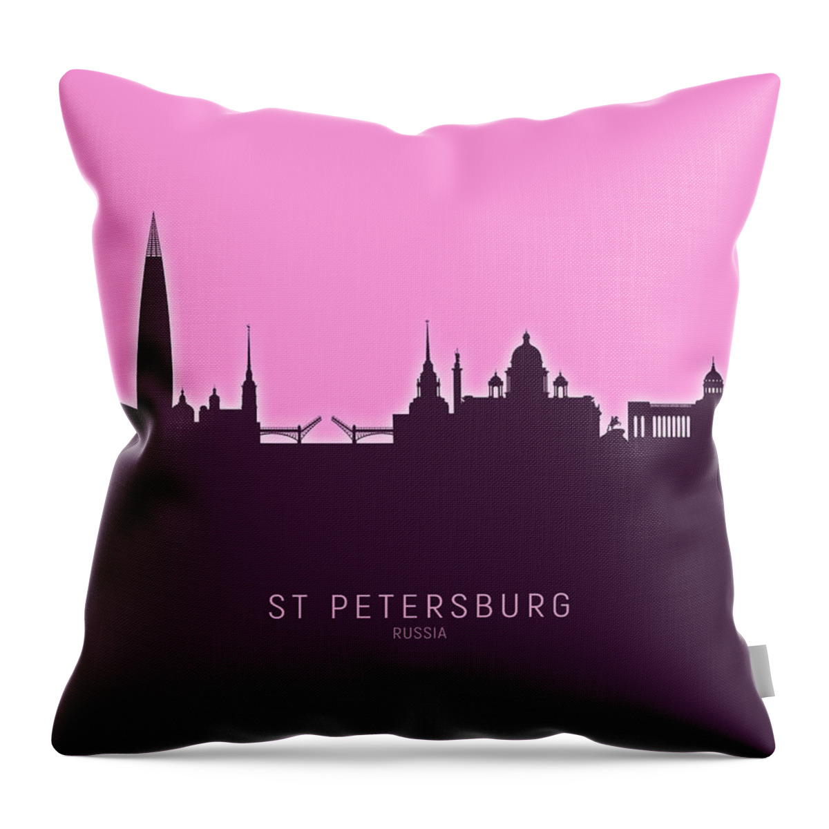 St Petersburg Throw Pillow featuring the digital art St Petersburg Russia Skyline #46 by Michael Tompsett