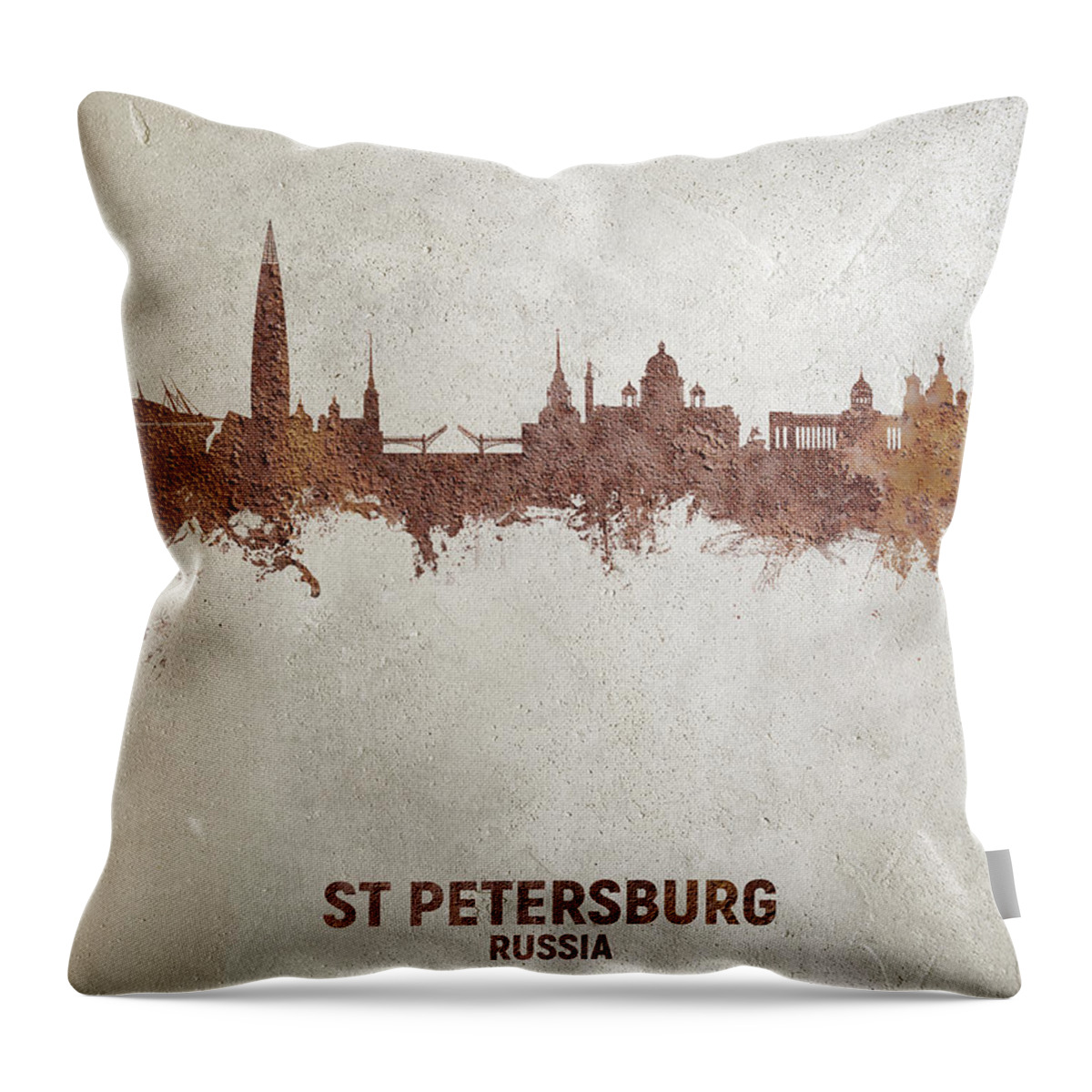 St Petersburg Throw Pillow featuring the digital art St Petersburg Russia Skyline #66 by Michael Tompsett