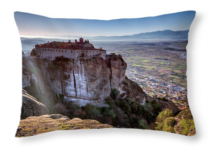 Meteora Throw Pillow featuring the photograph St. Stephen by Elias Pentikis