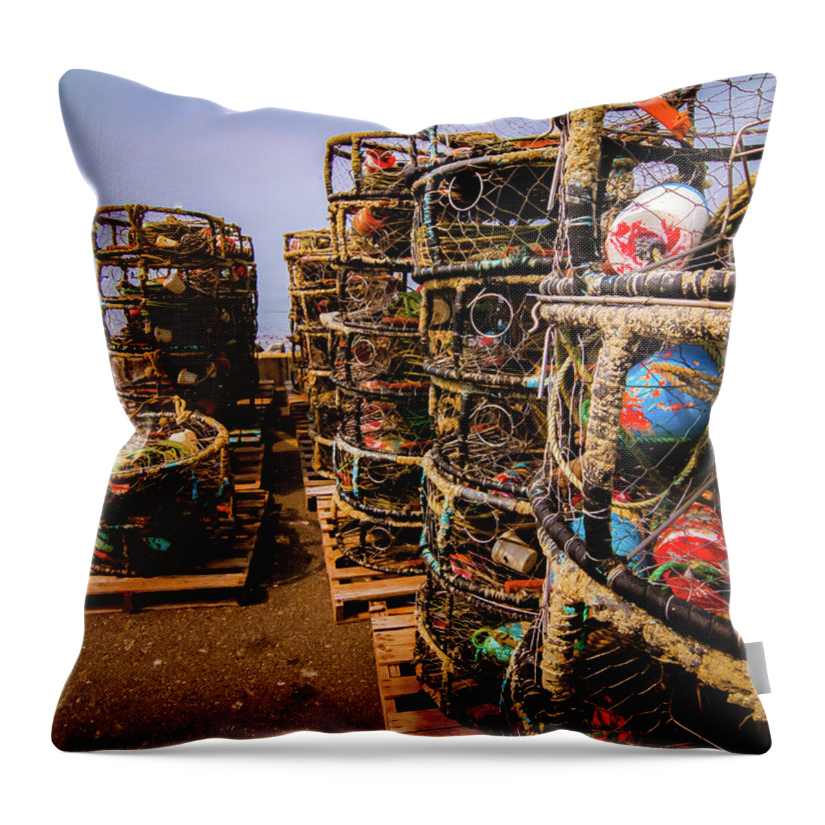 Coast Throw Pillow featuring the photograph Stacked and Ready by Mike Lee