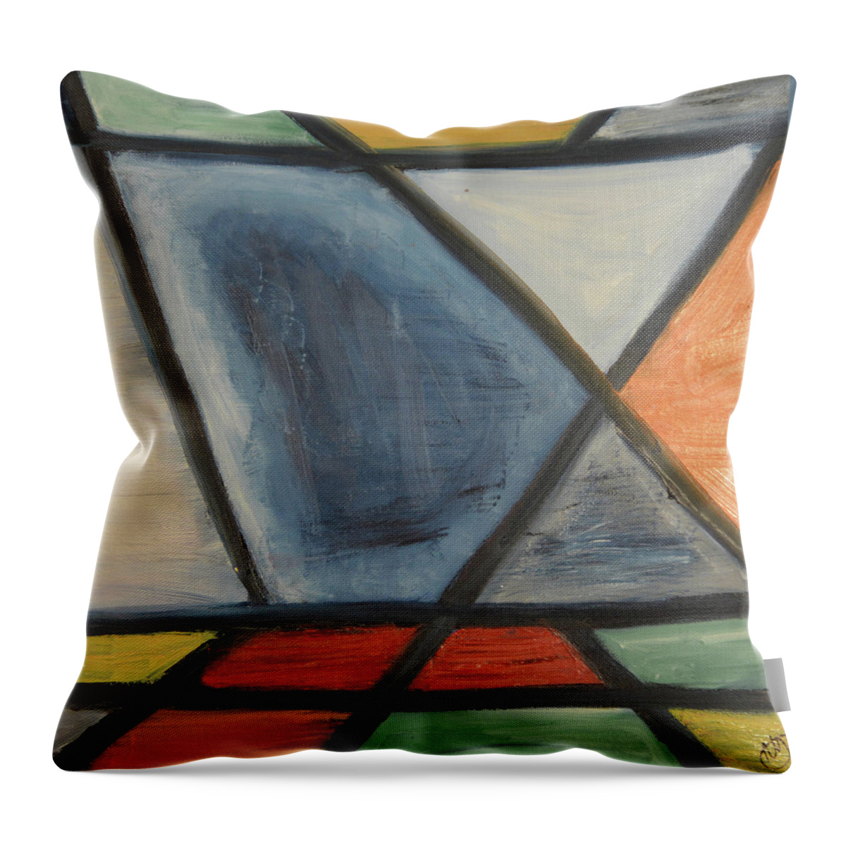 Stainglass Throw Pillow featuring the painting Stain Glass Window by Anita Hummel