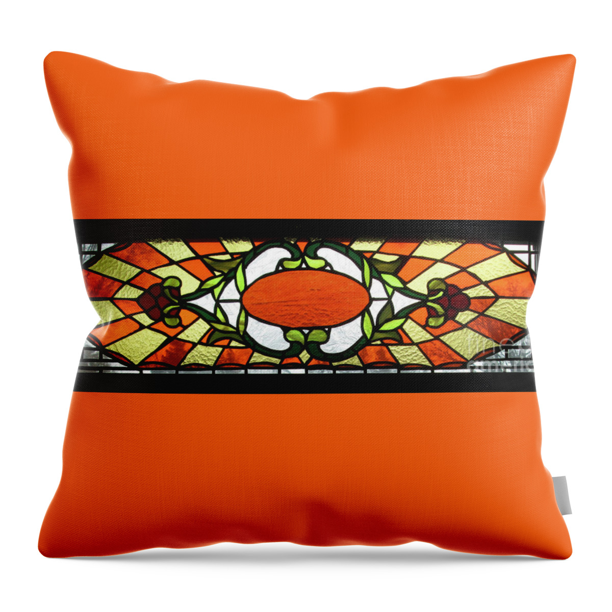 Glass Throw Pillow featuring the painting Stained Glass Dining Room Window by Kathy Braud