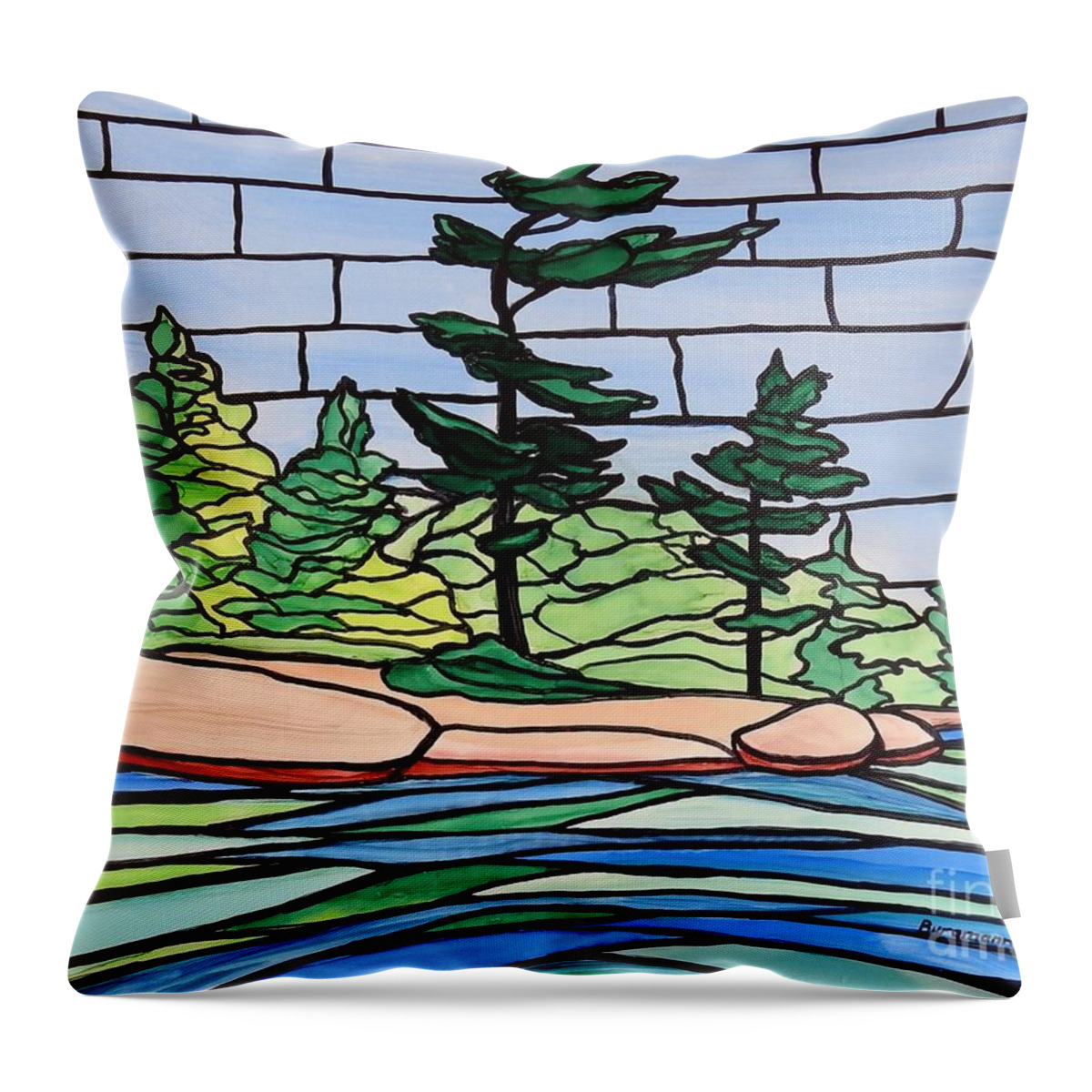Alcohol Ink Throw Pillow featuring the painting Georgian Bay SG5 by Petra Burgmann