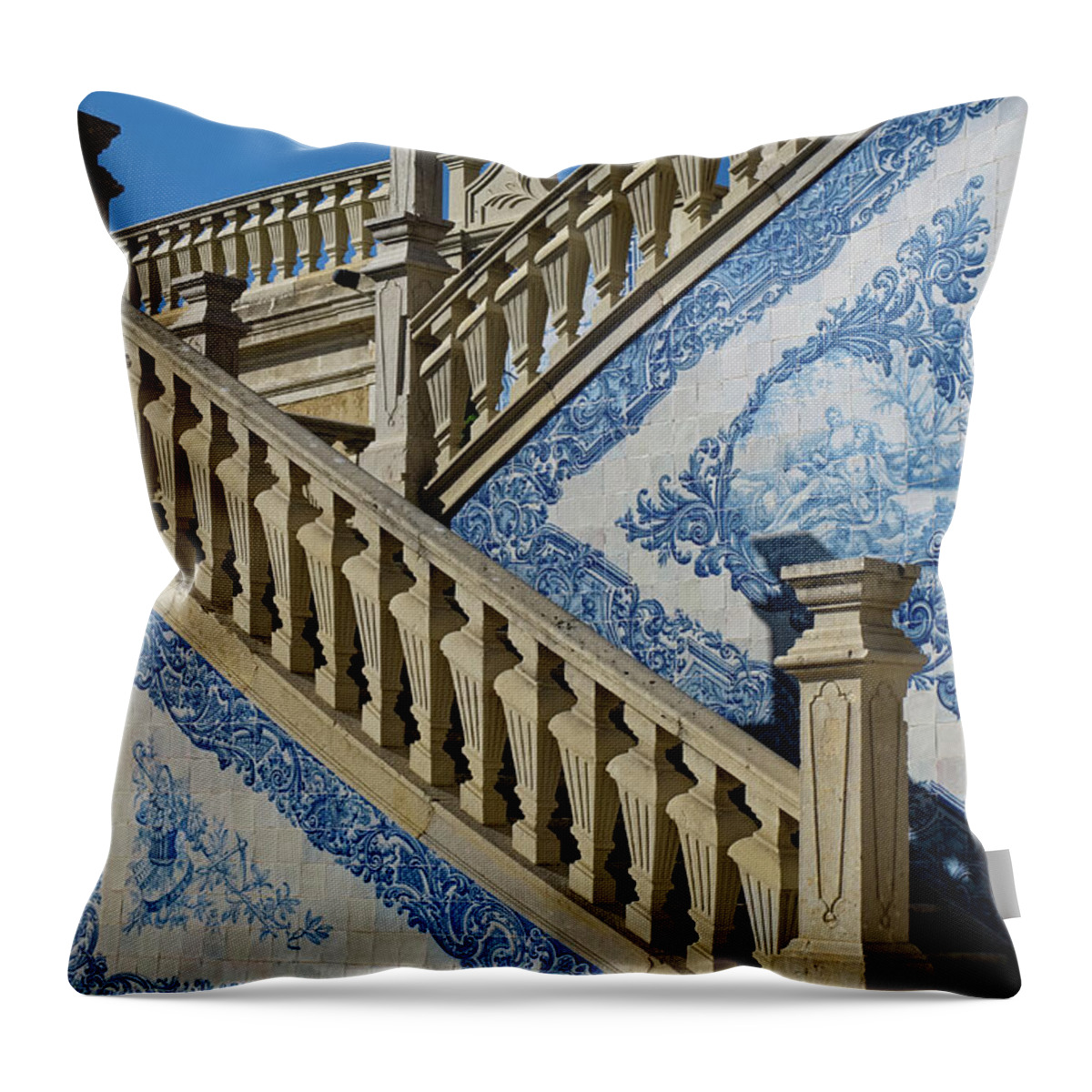 Algarve Throw Pillow featuring the photograph Stairs in Palacio de Estoi by Angelo DeVal