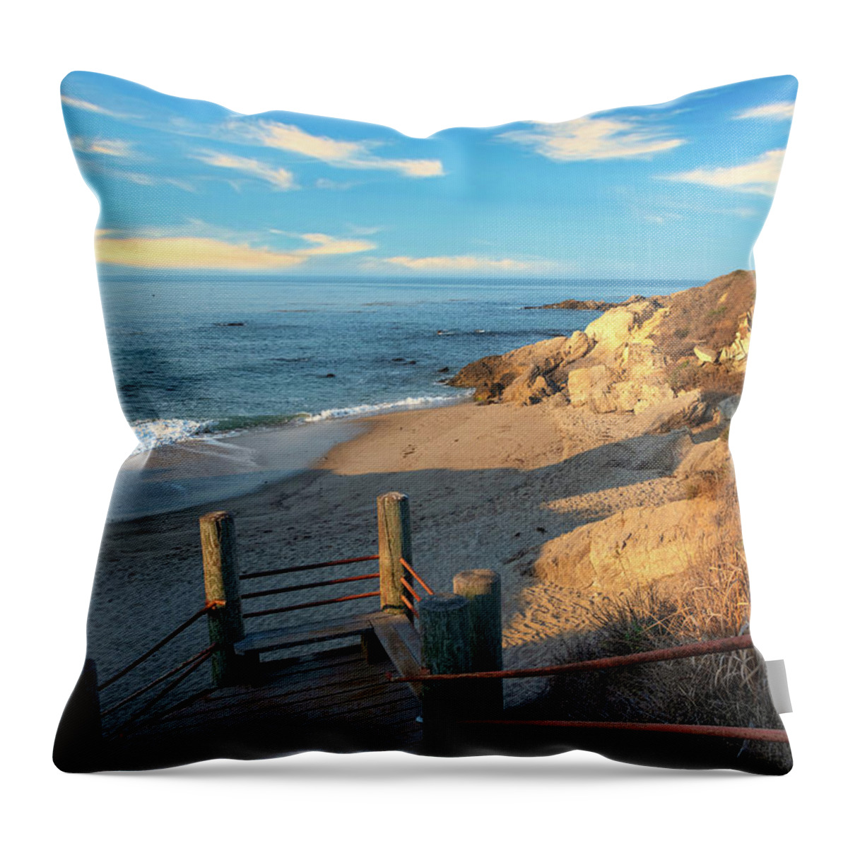 Beach Throw Pillow featuring the photograph Stairs to the Beach Cove by Matthew DeGrushe