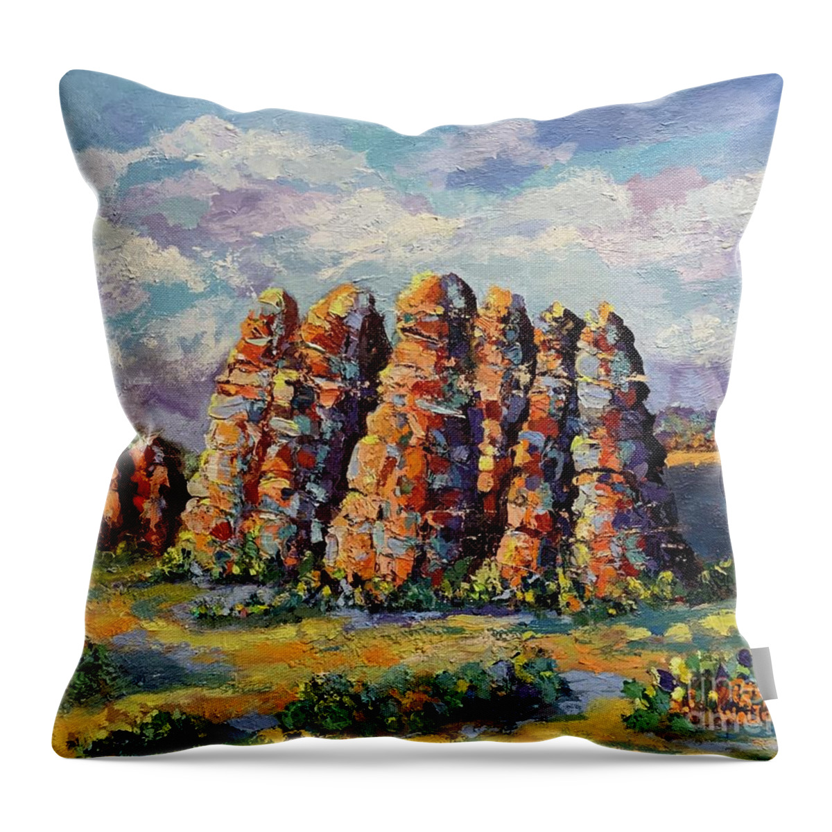 Red Rocks Throw Pillow featuring the painting Standing Tall in Sedona by Patsy Walton