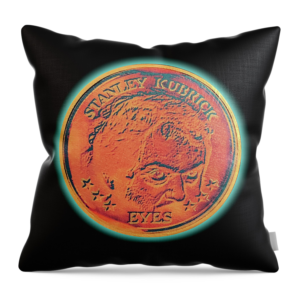 Wunderle Throw Pillow featuring the mixed media Stanley Kubrick EYES V1A by Wunderle