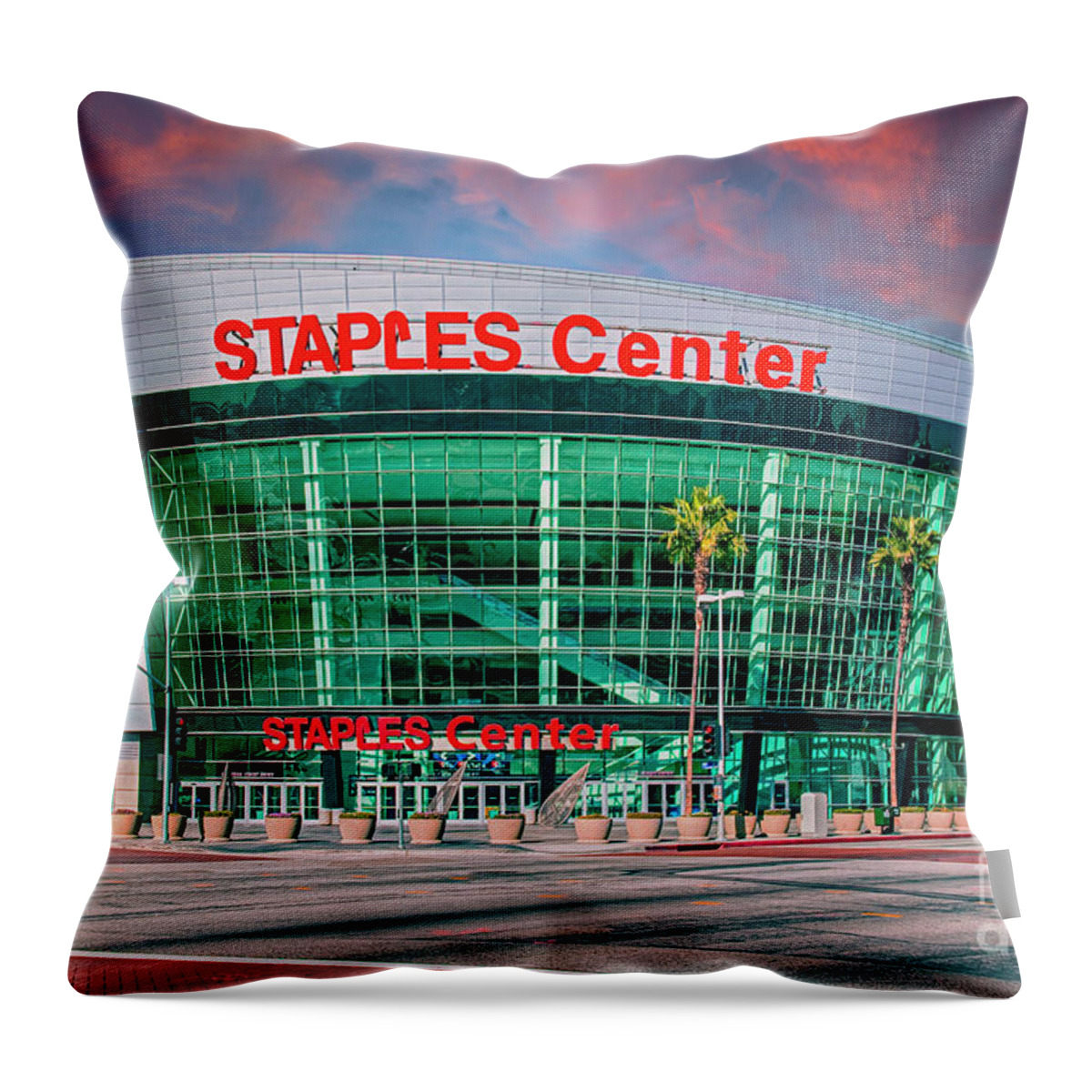 Arena Throw Pillow featuring the photograph Staples Center Los Angeles by David Zanzinger