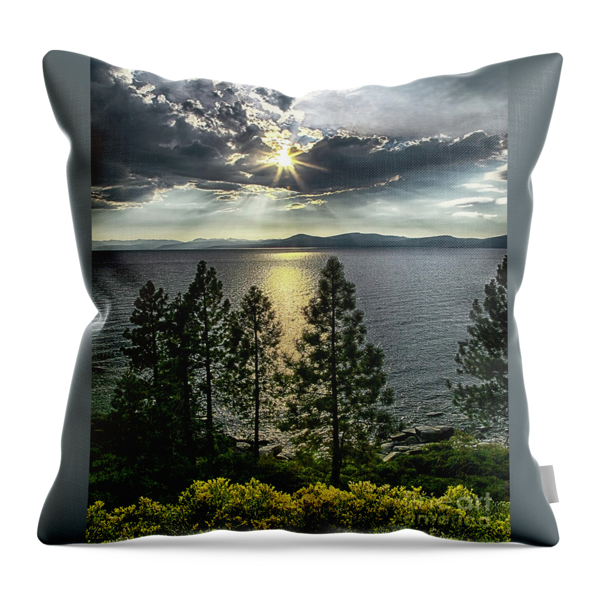 Lake Throw Pillow featuring the photograph STAR SUNSET, LAKE TAHOE, Nevada by Don Schimmel