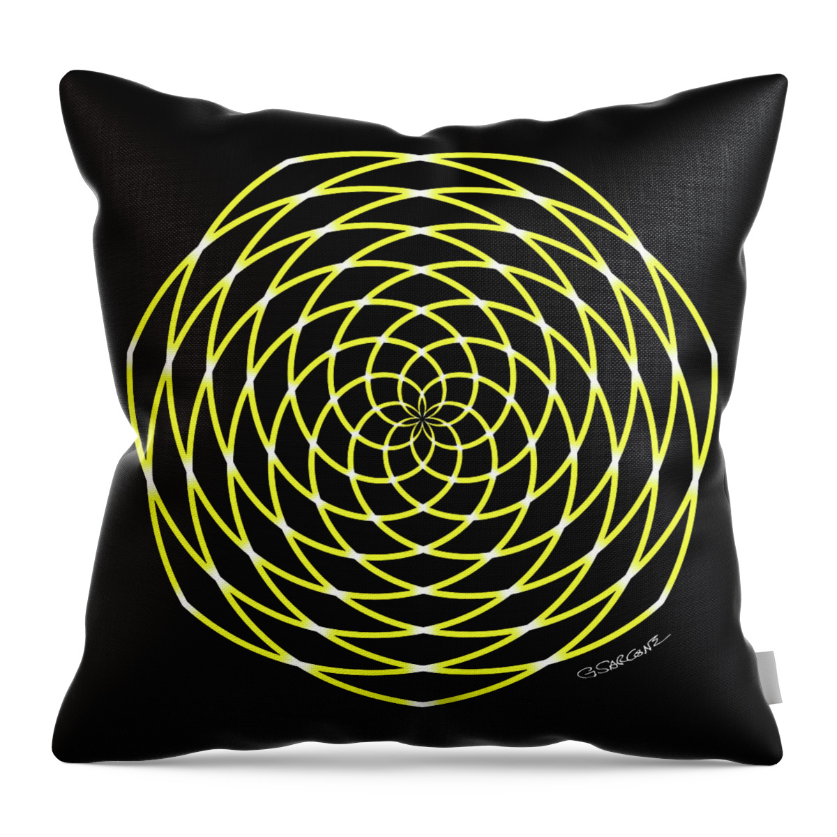 Op Art Throw Pillow featuring the mixed media Starburst 3 by Gianni Sarcone