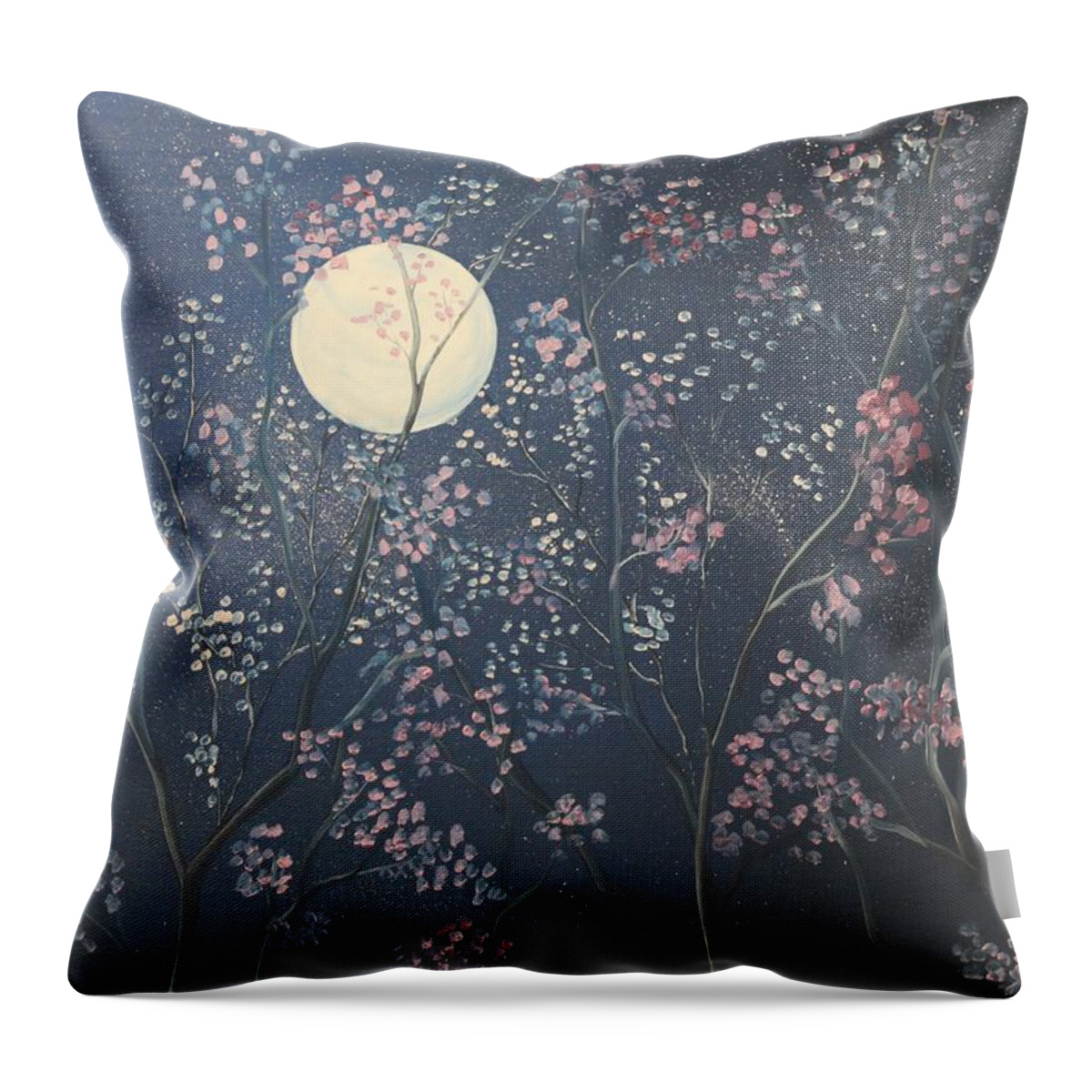 Flowers Throw Pillow featuring the painting Starlit Blossoms by Berlynn