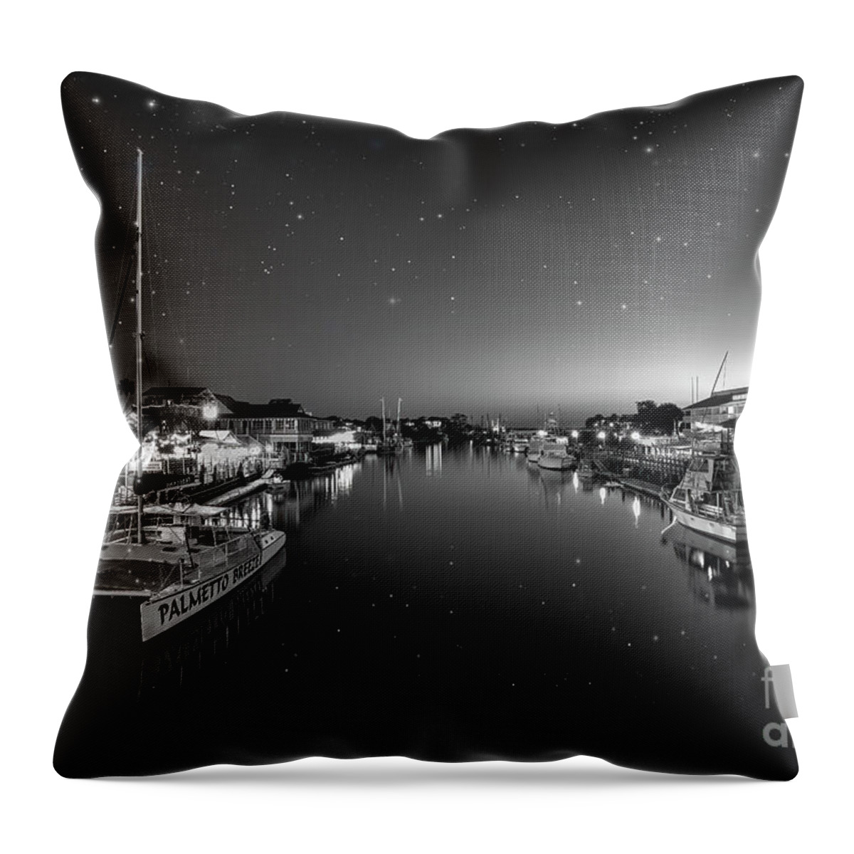 Shem Creek Throw Pillow featuring the photograph Starry Night on Shem Creek by Shelia Hunt