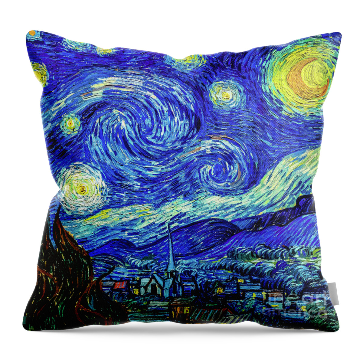 Starry Throw Pillow featuring the painting Starry Night by Vincent Van Gogh by Vincent Van Gogh