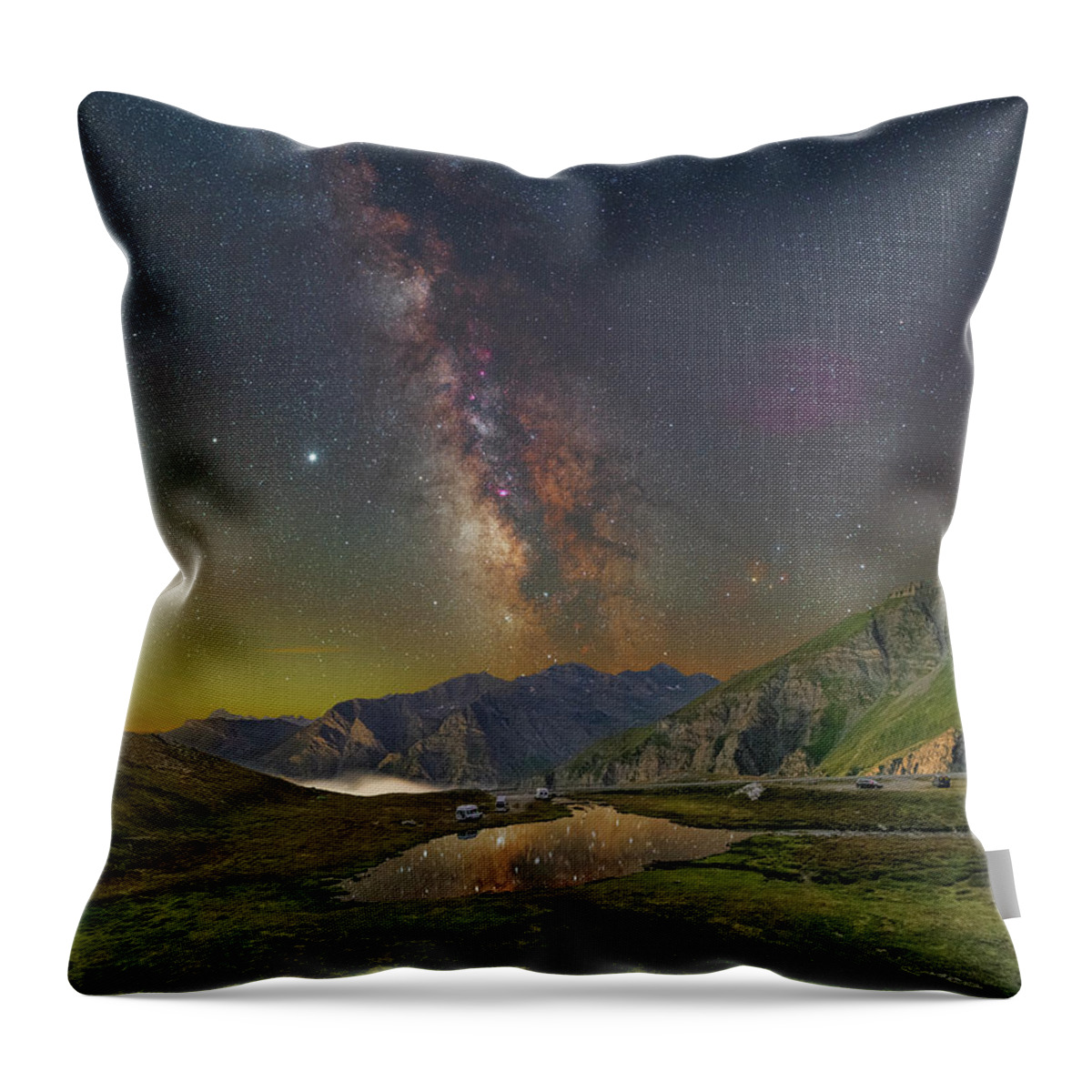 Milky Way Throw Pillow featuring the photograph Starry Pond by Ralf Rohner