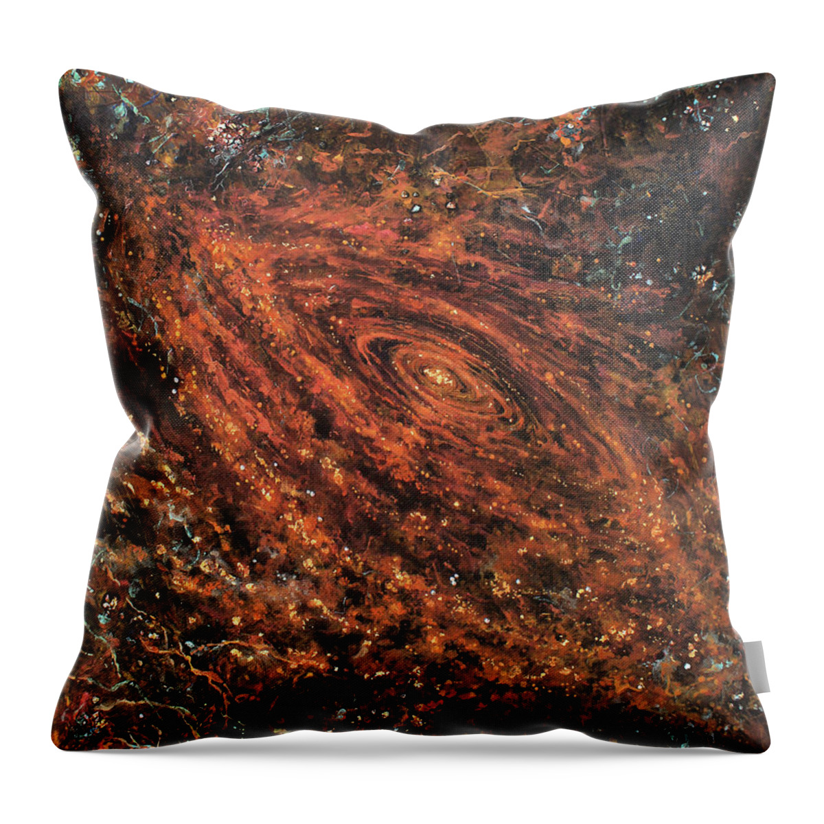 Galaxy Throw Pillow featuring the painting Stars, Dust and Dark Matter by Lucy West