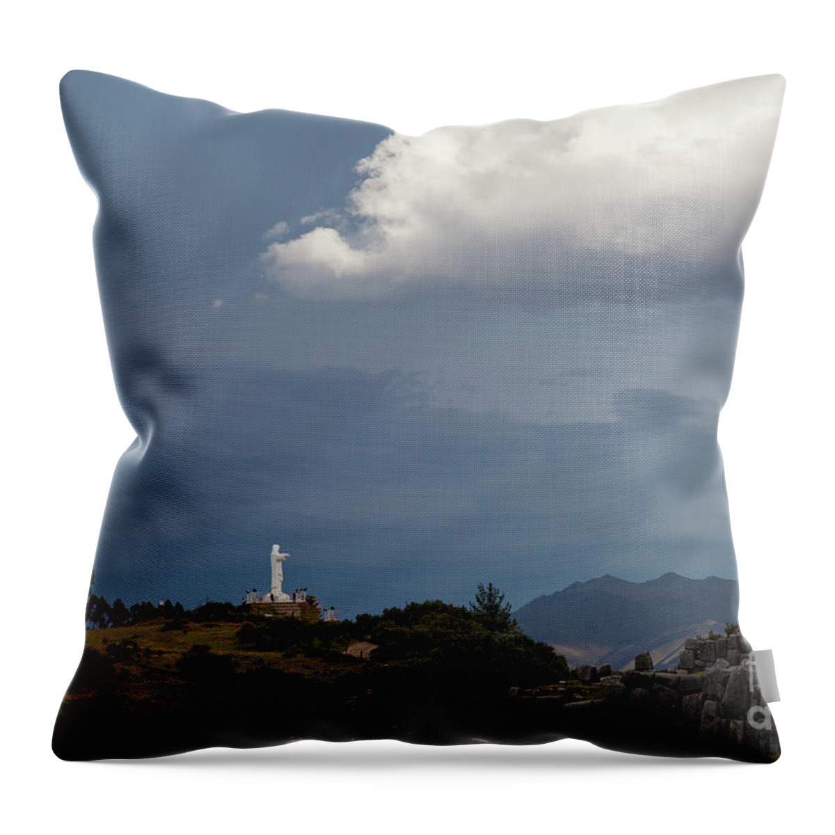 Christ Throw Pillow featuring the photograph Statue of Christ by Timothy Johnson