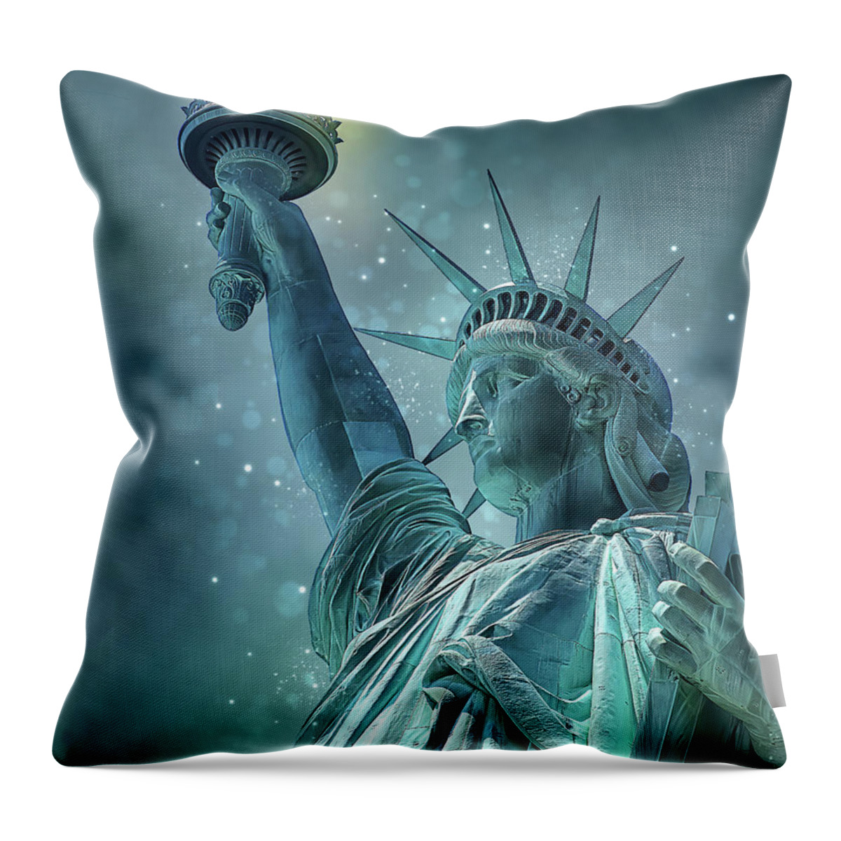 Statue Of Liberty Throw Pillow featuring the digital art Statue of Liberty by Dave Lee