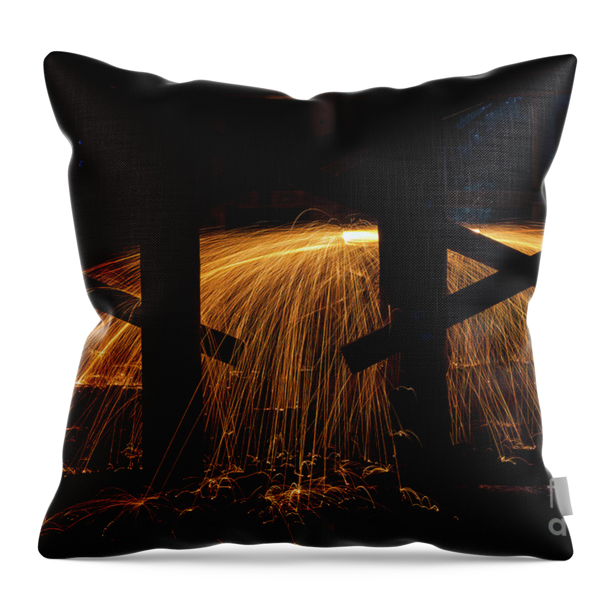 Steel Wool Throw Pillow featuring the photograph Steel Wool Light Play by Elaine Teague