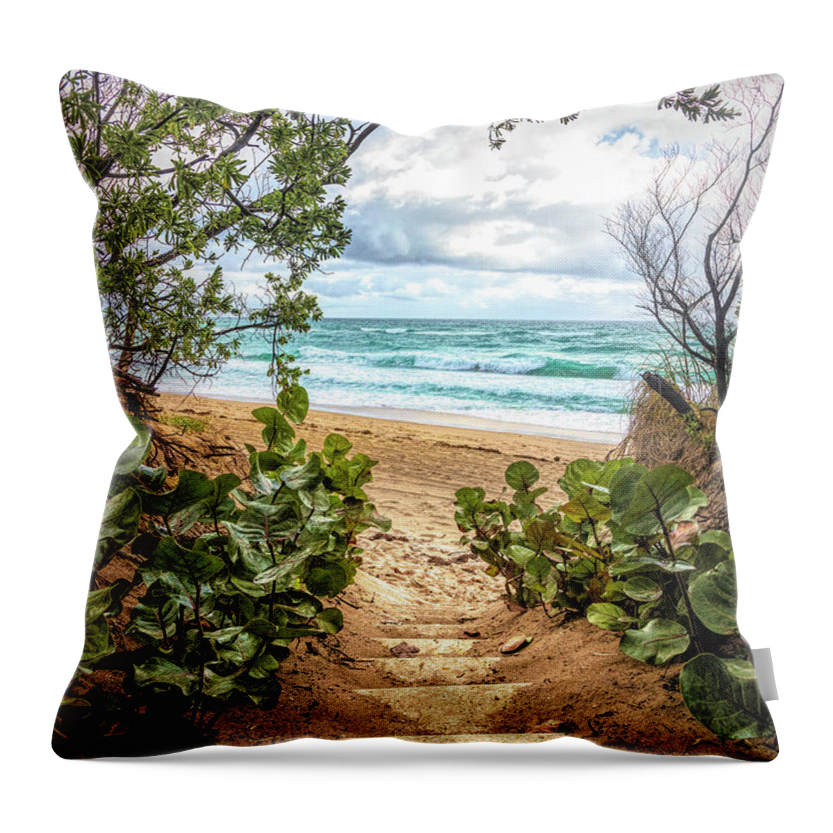 Clouds Throw Pillow featuring the photograph Step Down into Paradise by Debra and Dave Vanderlaan