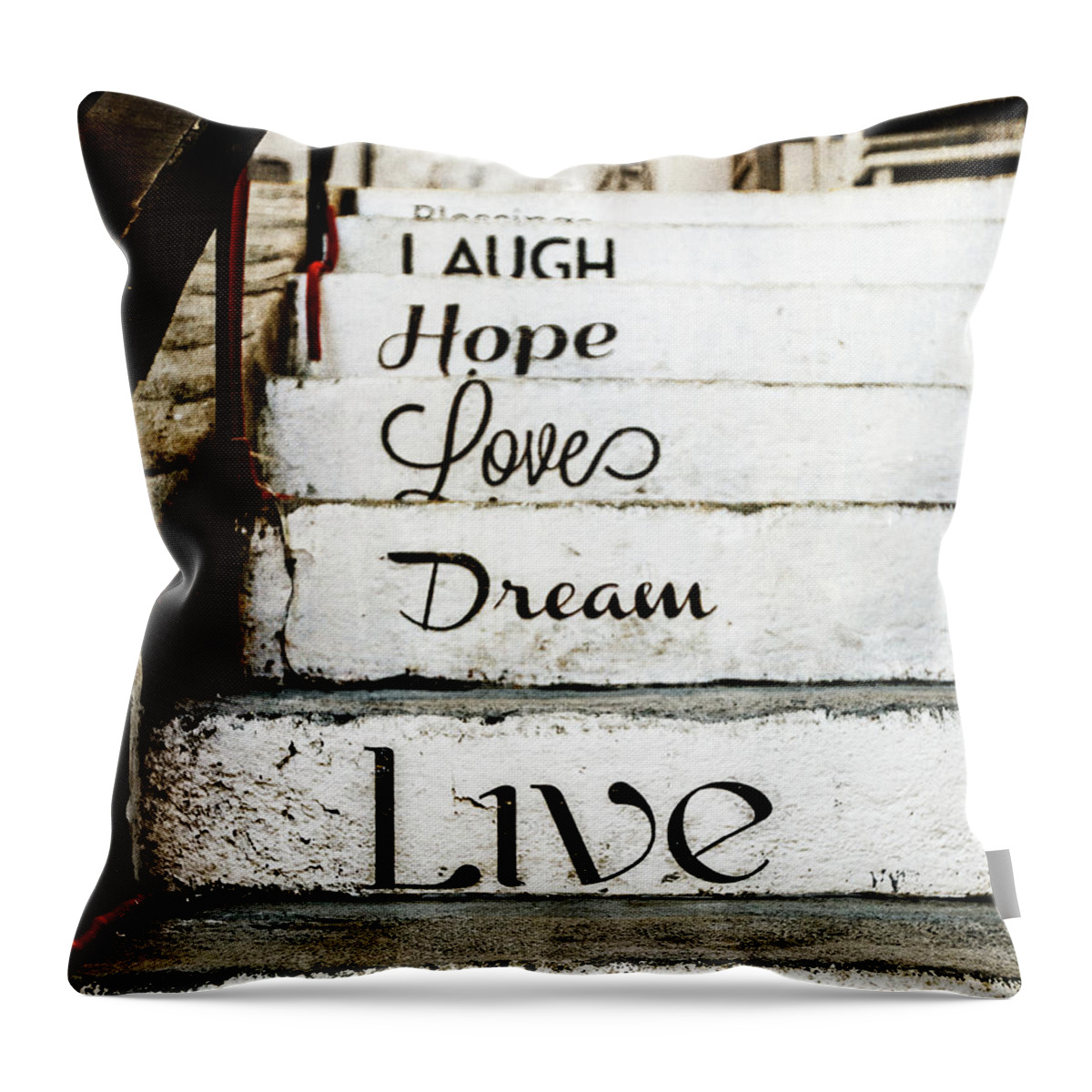 Words Throw Pillow featuring the photograph Step Lightly by Carmen Kern