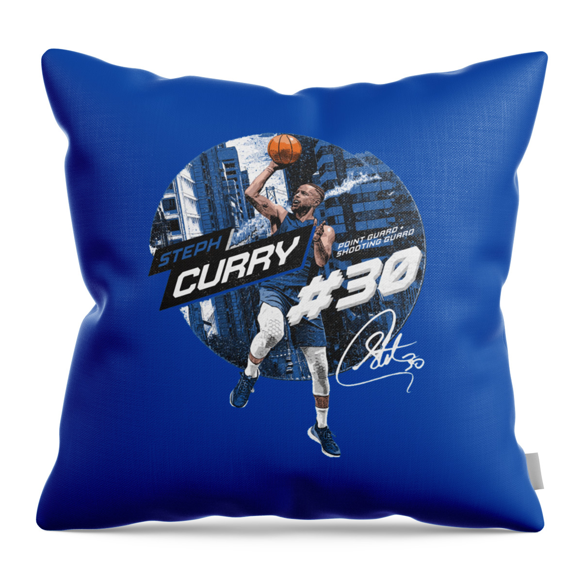 Steph Curry City Emblem Throw Pillow featuring the digital art Steph Curry City Emblem by Kelvin Kent