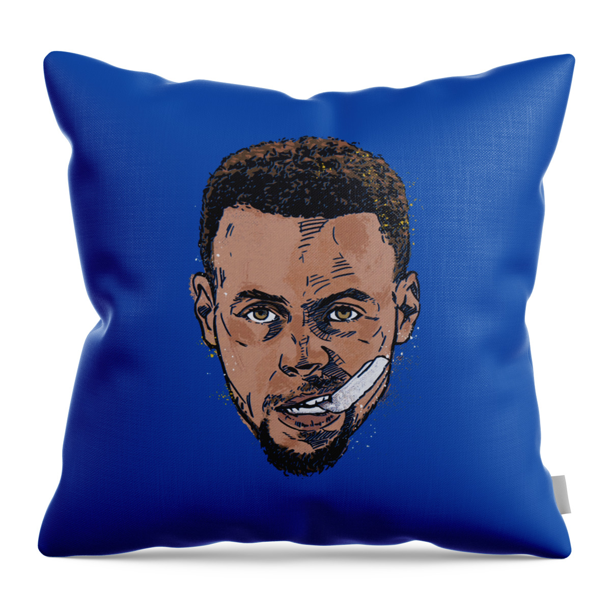 Steph Curry Mouthguard Throw Pillow featuring the digital art Steph Curry Mouthguard by Kelvin Kent