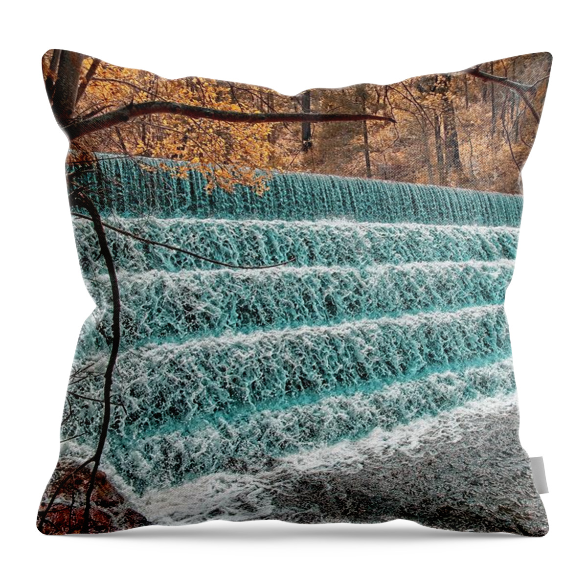 Blue Throw Pillow featuring the photograph Stepping Out on the Tuolumne by David Desautel