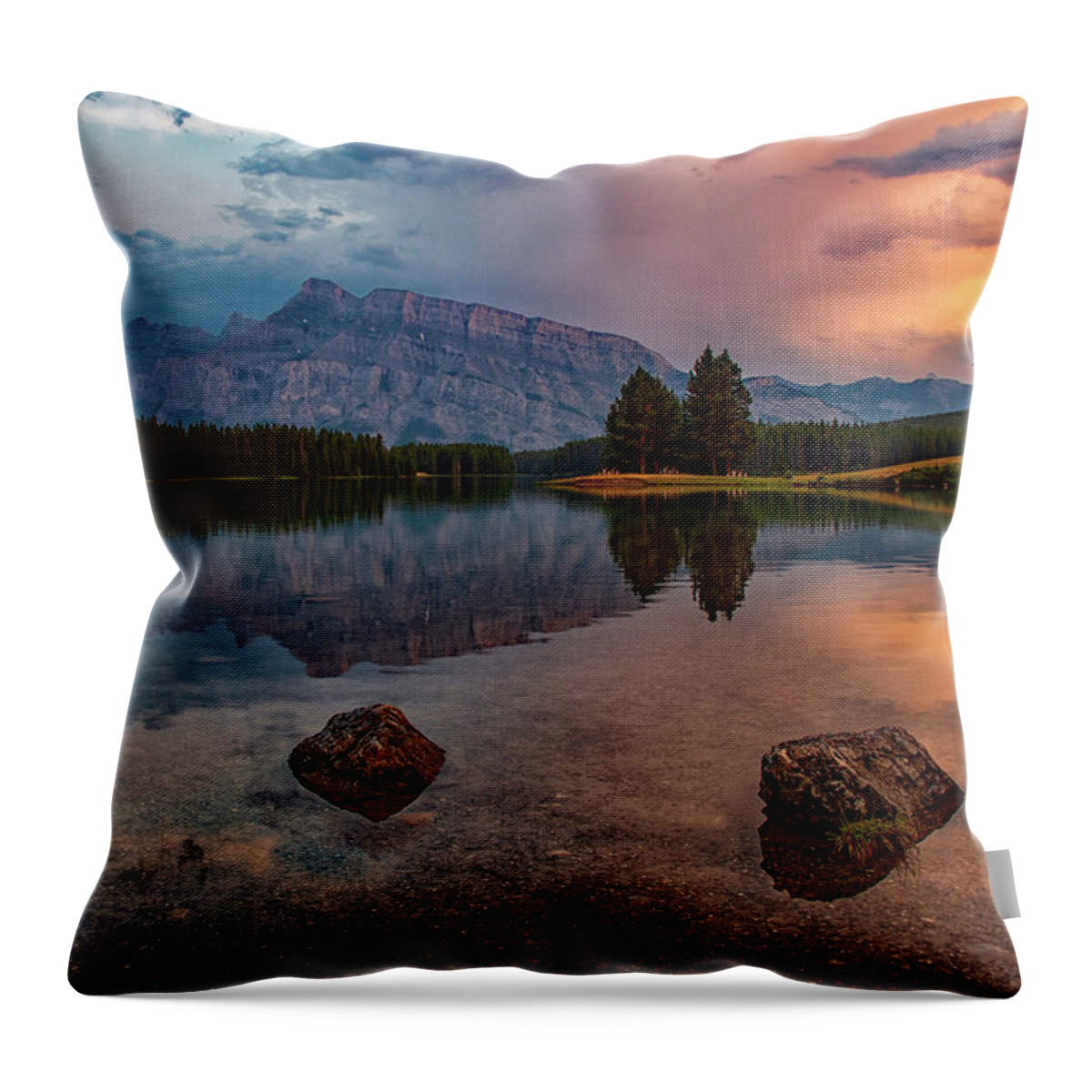 Banff National Park Throw Pillow featuring the photograph Stepping Stones by Darlene Bushue