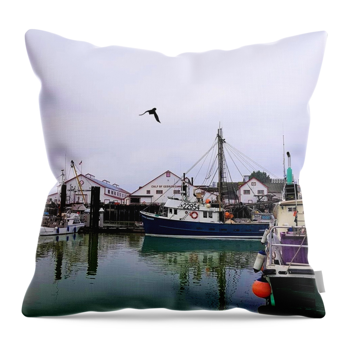 Richmond Throw Pillow featuring the photograph Steveston Fishing Village by James Cousineau