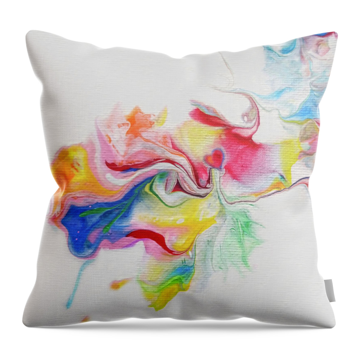 Rainbow Colors Throw Pillow featuring the painting Still Here by Deborah Erlandson