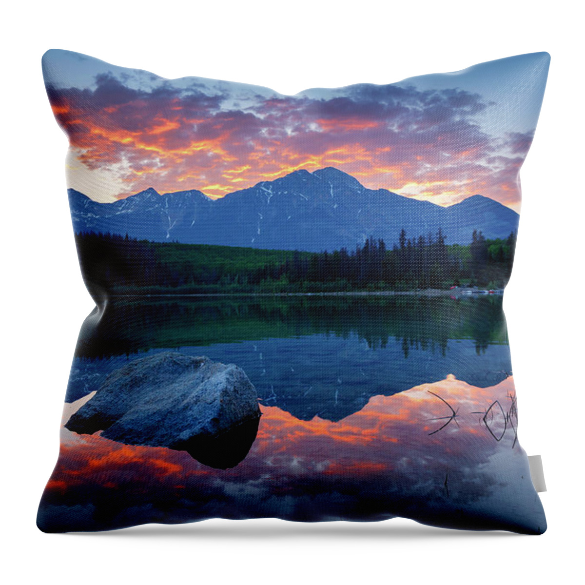 Canada Throw Pillow featuring the photograph Sunset at Patricia Lake, Jasper, Alberta by Rick Deacon
