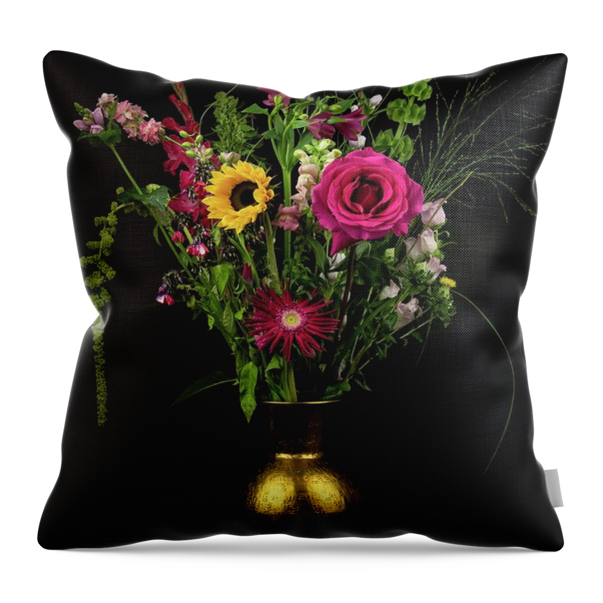 Still Life Throw Pillow featuring the photograph Still Life Colorful Bouquet by Marjolein Van Middelkoop